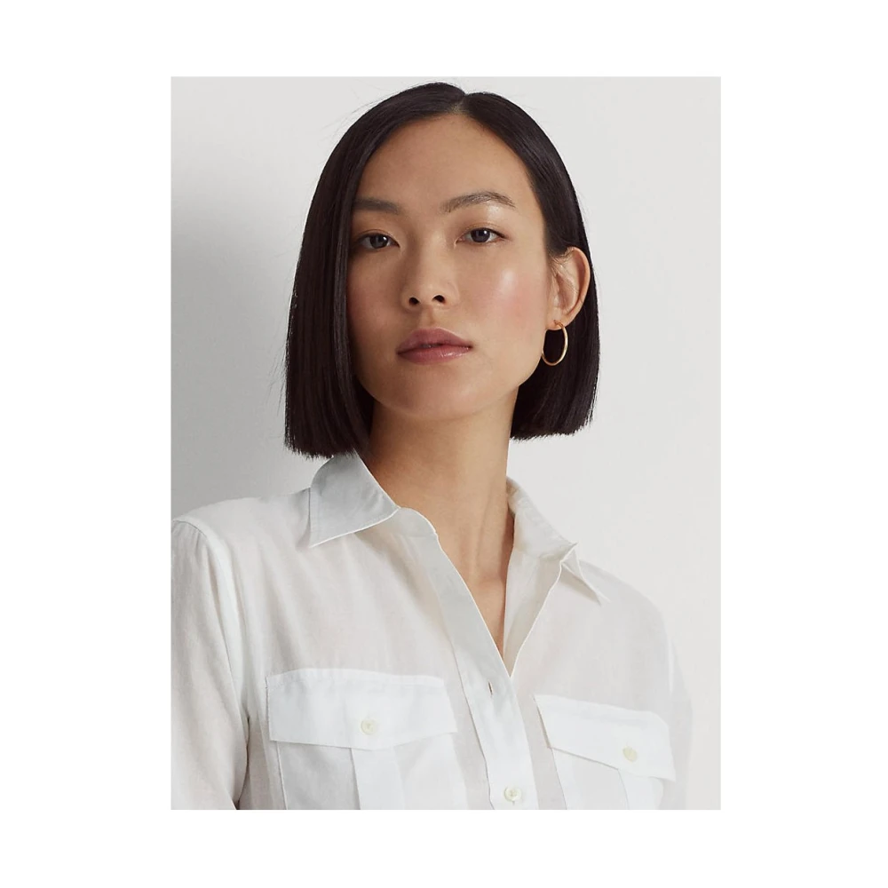 Ralph Lauren Wit Langmouw Overhemd Straight Fit White Dames