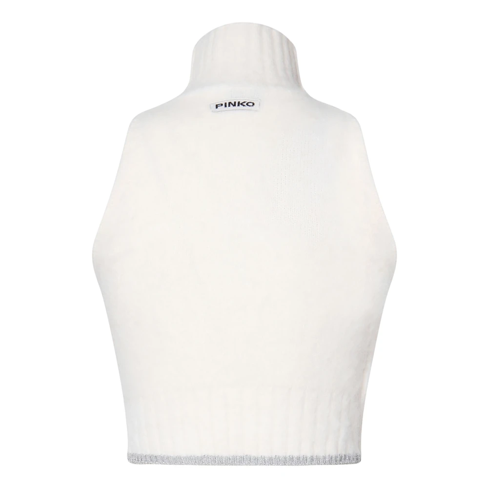 pinko Witte High Neck Crop Top White Dames