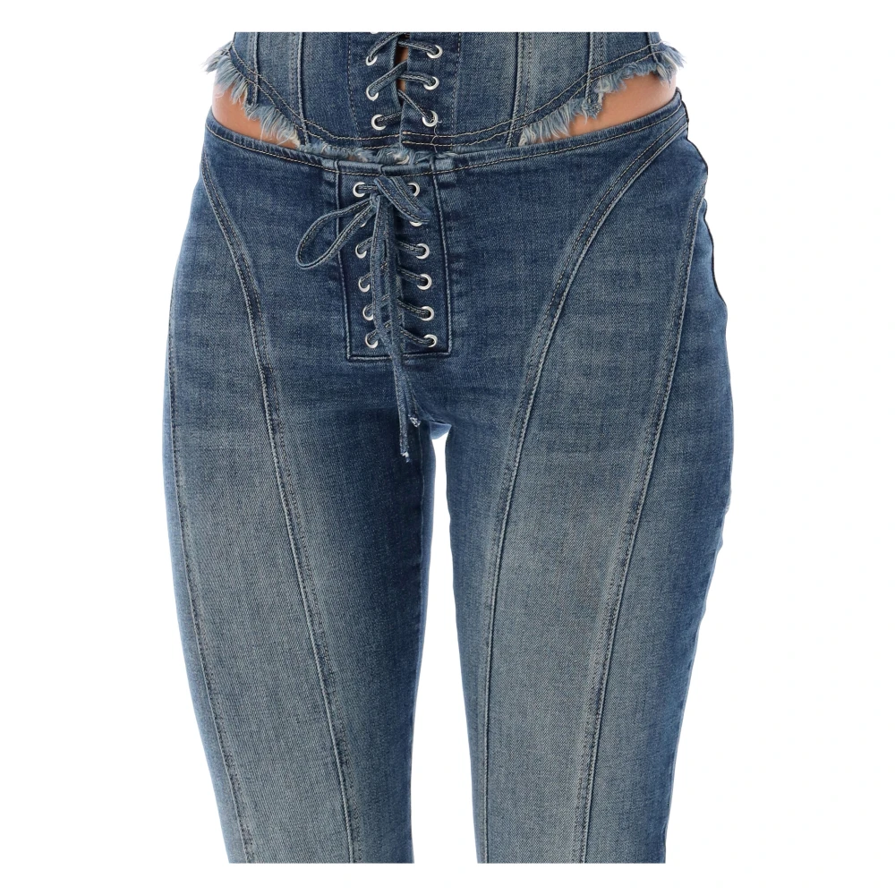 Misbhv Blauwe Flare Leg Gehaakte Jeans Blue Dames