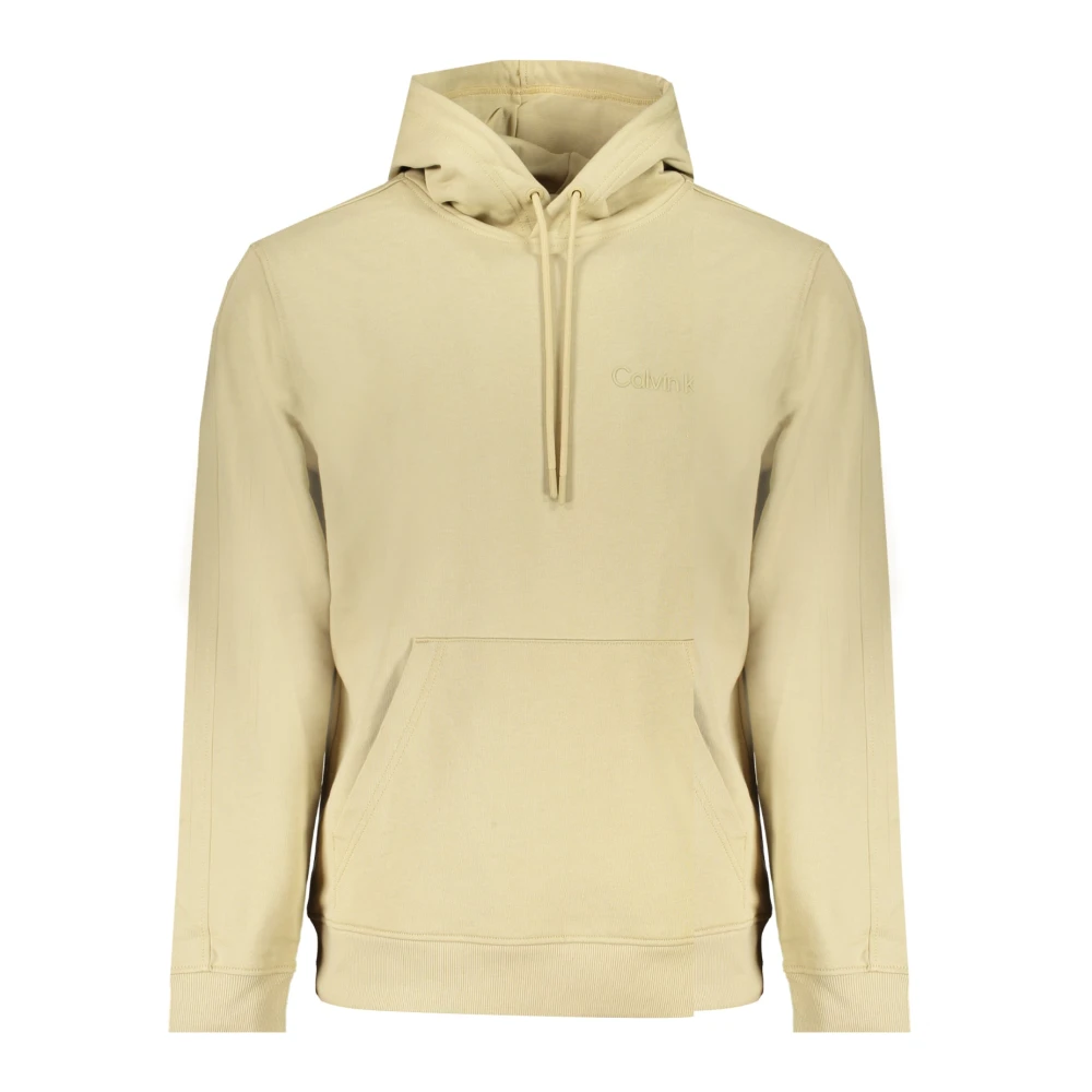 Calvin Klein Men's Beige Hooded Sweatshirt With Logo Print