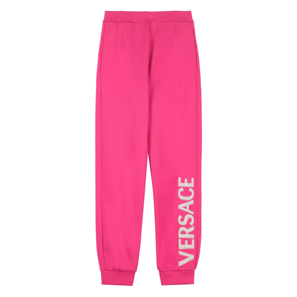 Versace Glitter Logo Print Sweatpants Pink, Flicka