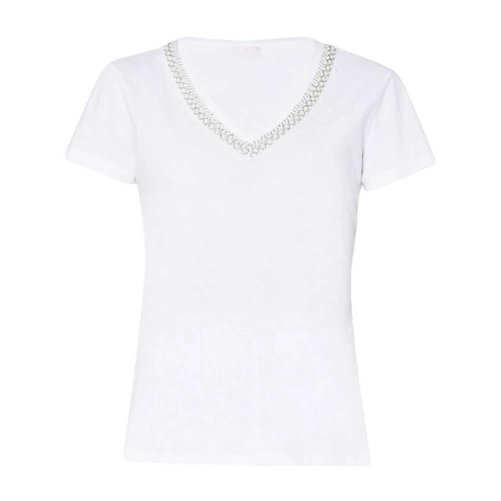 LIU JO Dames Tops & T-shirts Jersey Jewel Neck T-shirt Wit