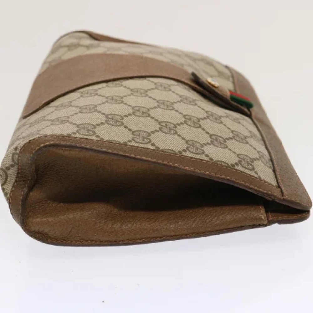 Gucci Vintage Pre-owned Leather clutches Beige Dames