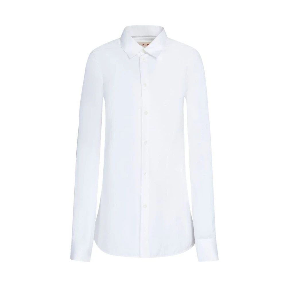 Marni Witte Katoenen Shirt met Geborduurd Logo White Dames