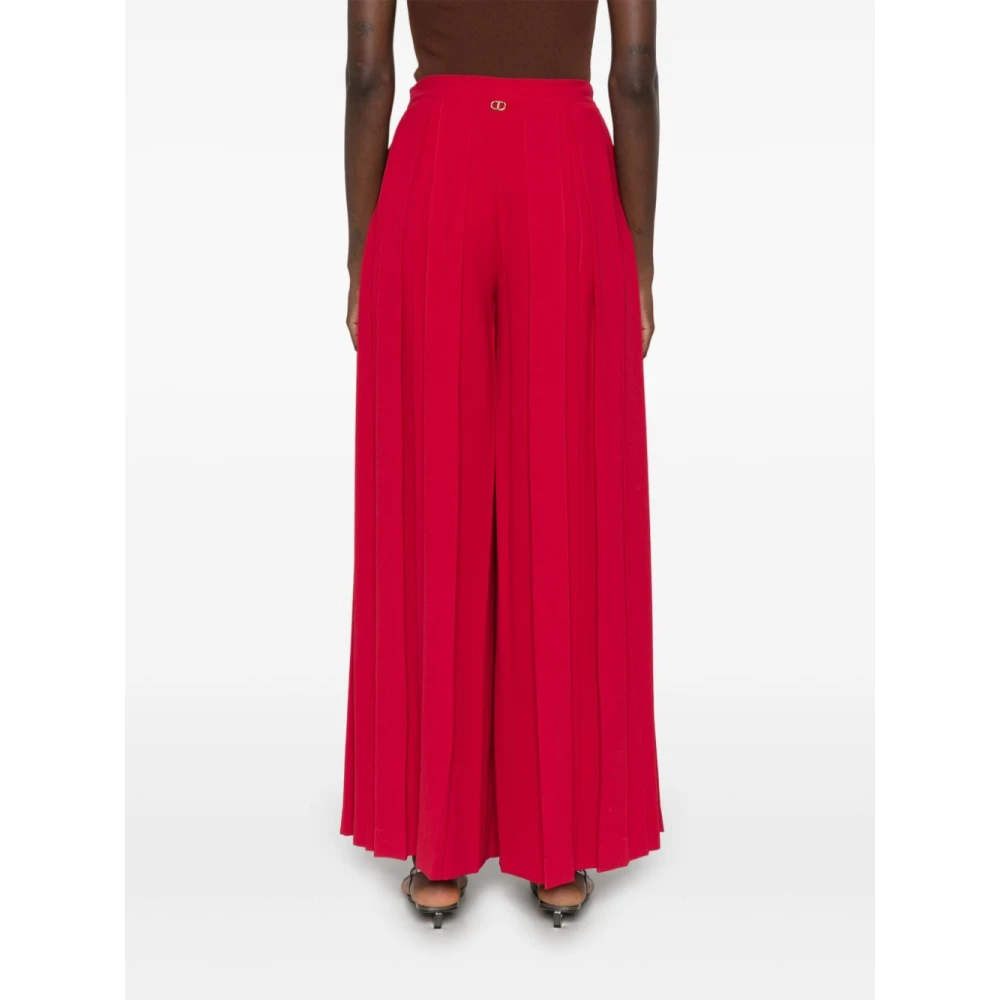 Twinset Rode Wijde Pijp Broek met Plooien Red Dames