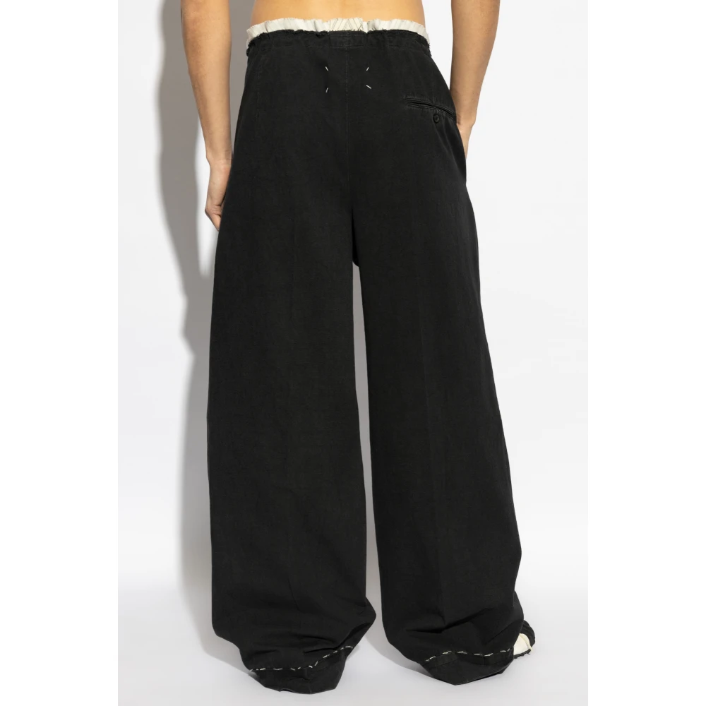 Maison Margiela Broek met linnen afwerking Black Heren