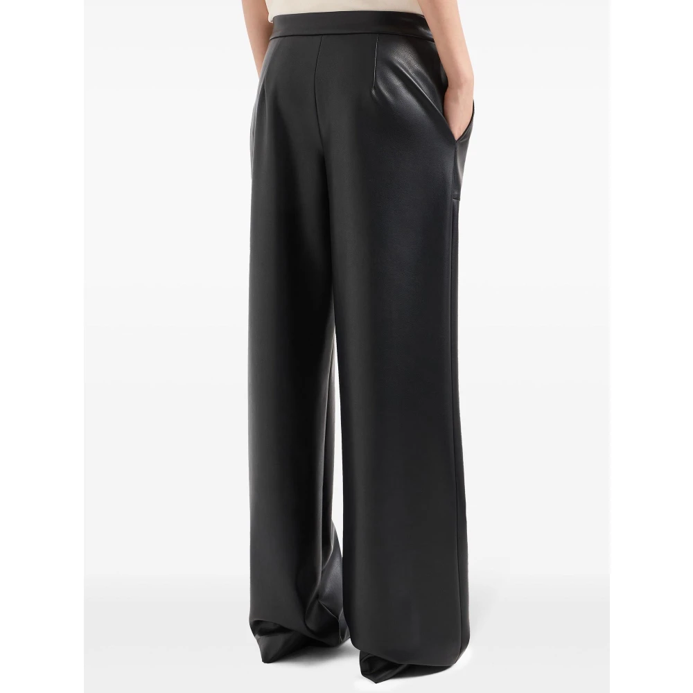 Armani Exchange Broek met satijnen afwerking en wijde pijpen Black Dames