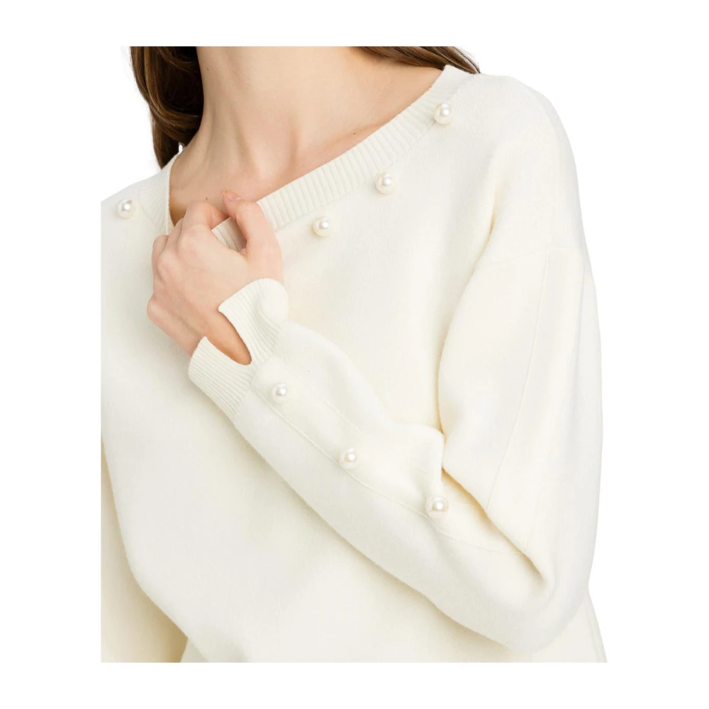 Twinset Gebreide top met parels White Dames