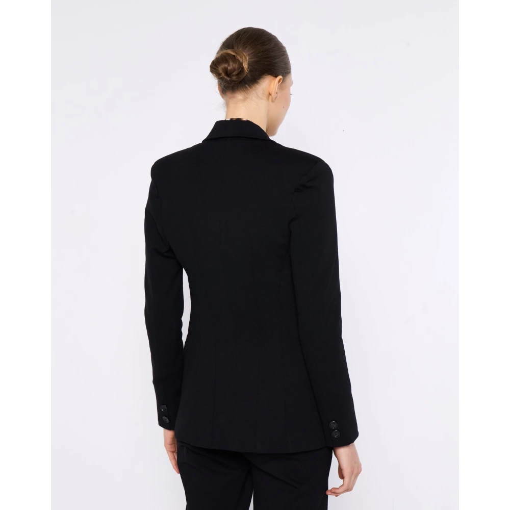 Silvian Heach Dubbelbreasted blazer en flare broek Black Dames