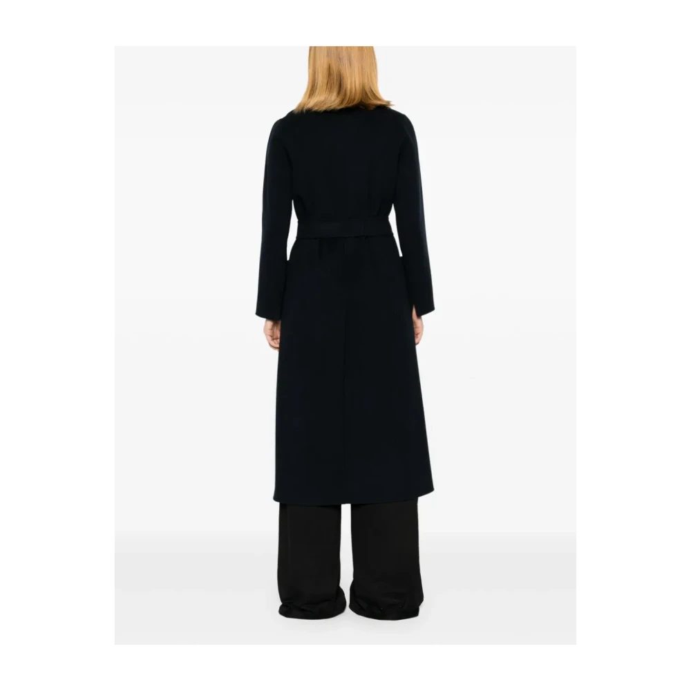 Max Mara Blauwe Wollen Ceintuur Wikkeljas Blue Dames