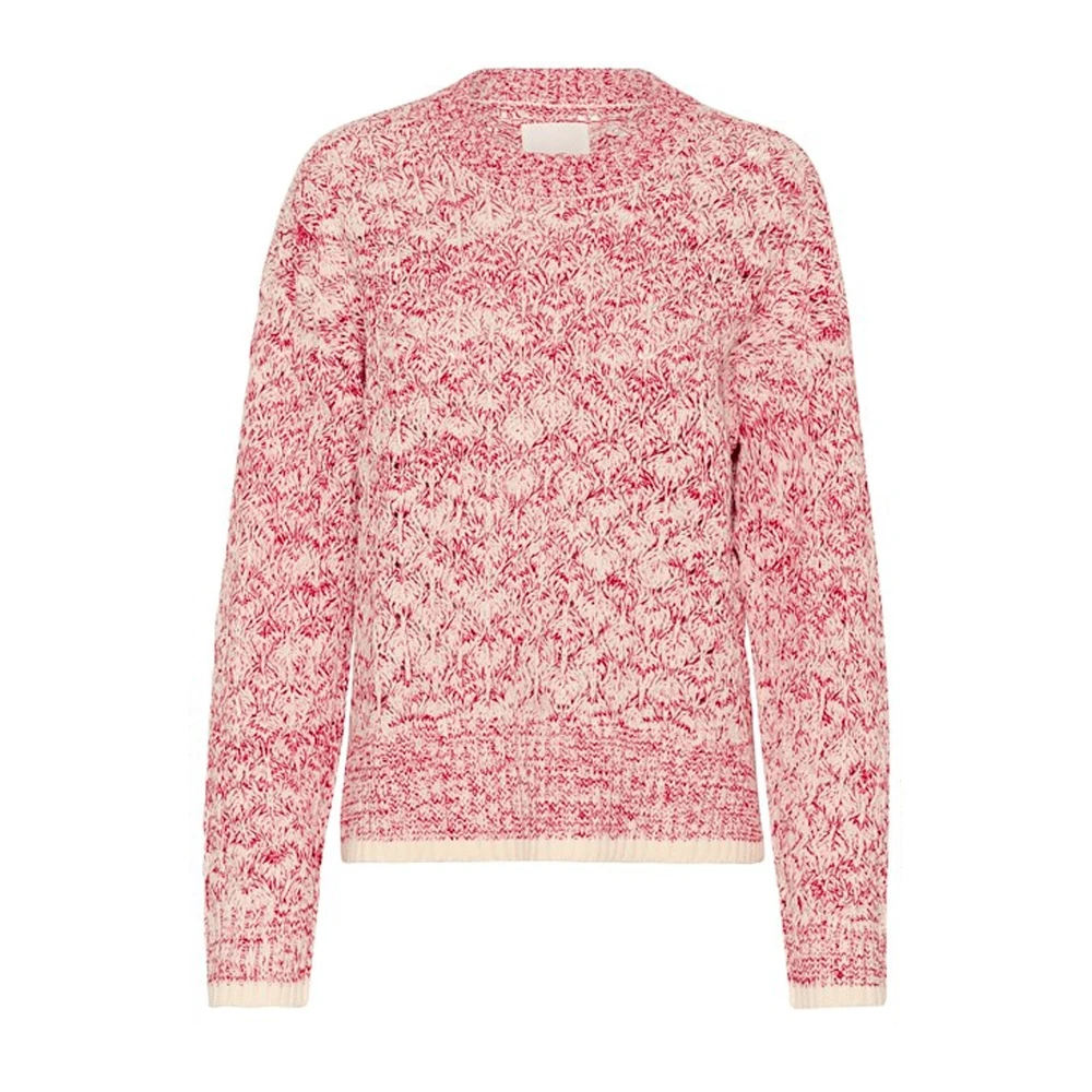 Part Two Zachte Gebreide Trui Rood en Witkap Pink Dames