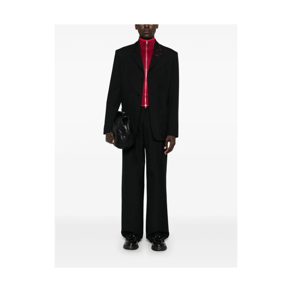 Dries Van Noten Zwarte wollen twill straight leg broek Black Heren