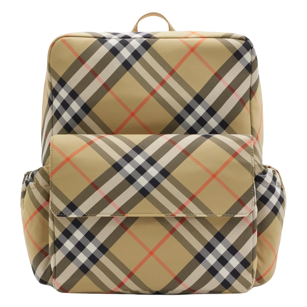 Burberry Unisex Beige Check Backpack In Stylish Choice