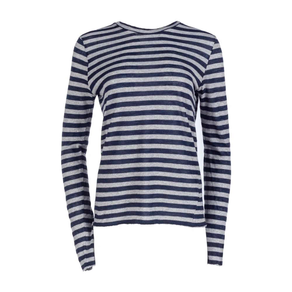 Phisique du Role Gestreept Gebreid T-shirt met Lange Mouwen Gray Dames