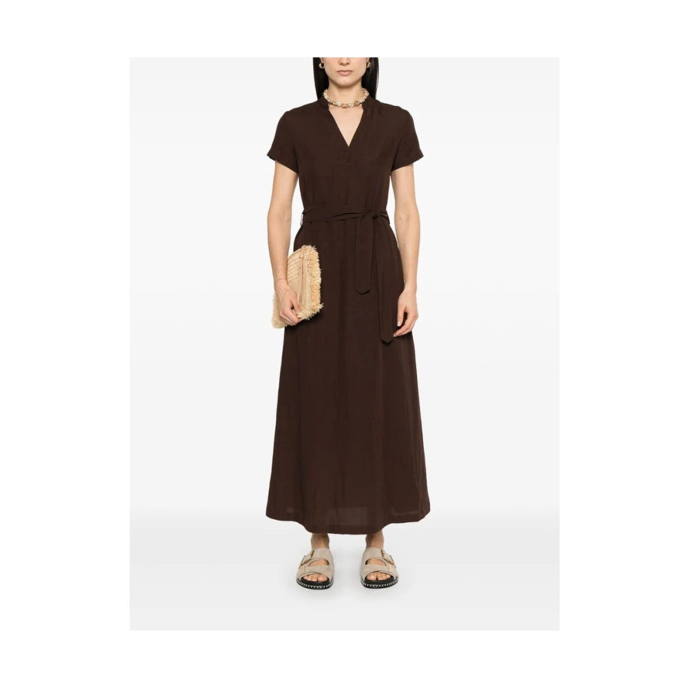 A.p.c. Chocoladebruine V-hals Jurk met Riem Brown Dames