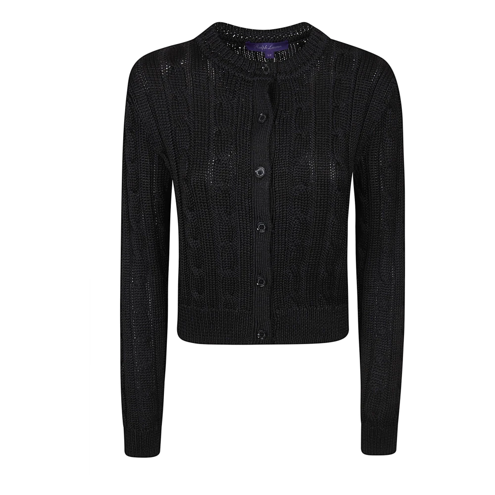 Ralph Lauren Donna Nero Cable Knit Cardigan