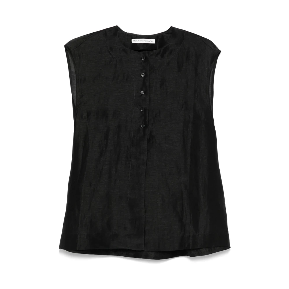 Mark Kenly Domino Tan Zwarte Mouwloze Crew Neck Sweater Black Dames