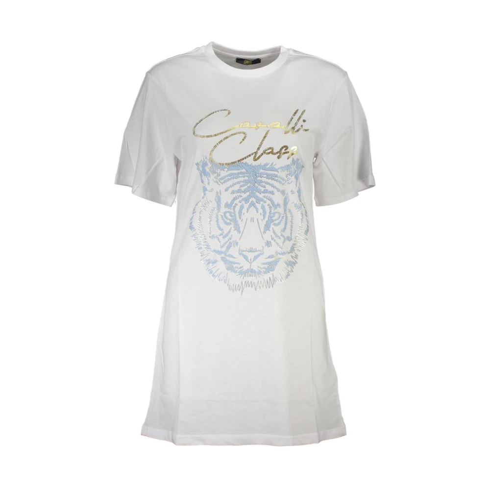 Cavalli Class Women's White T-Shirts,, Cotton T-Shirt Extra Large