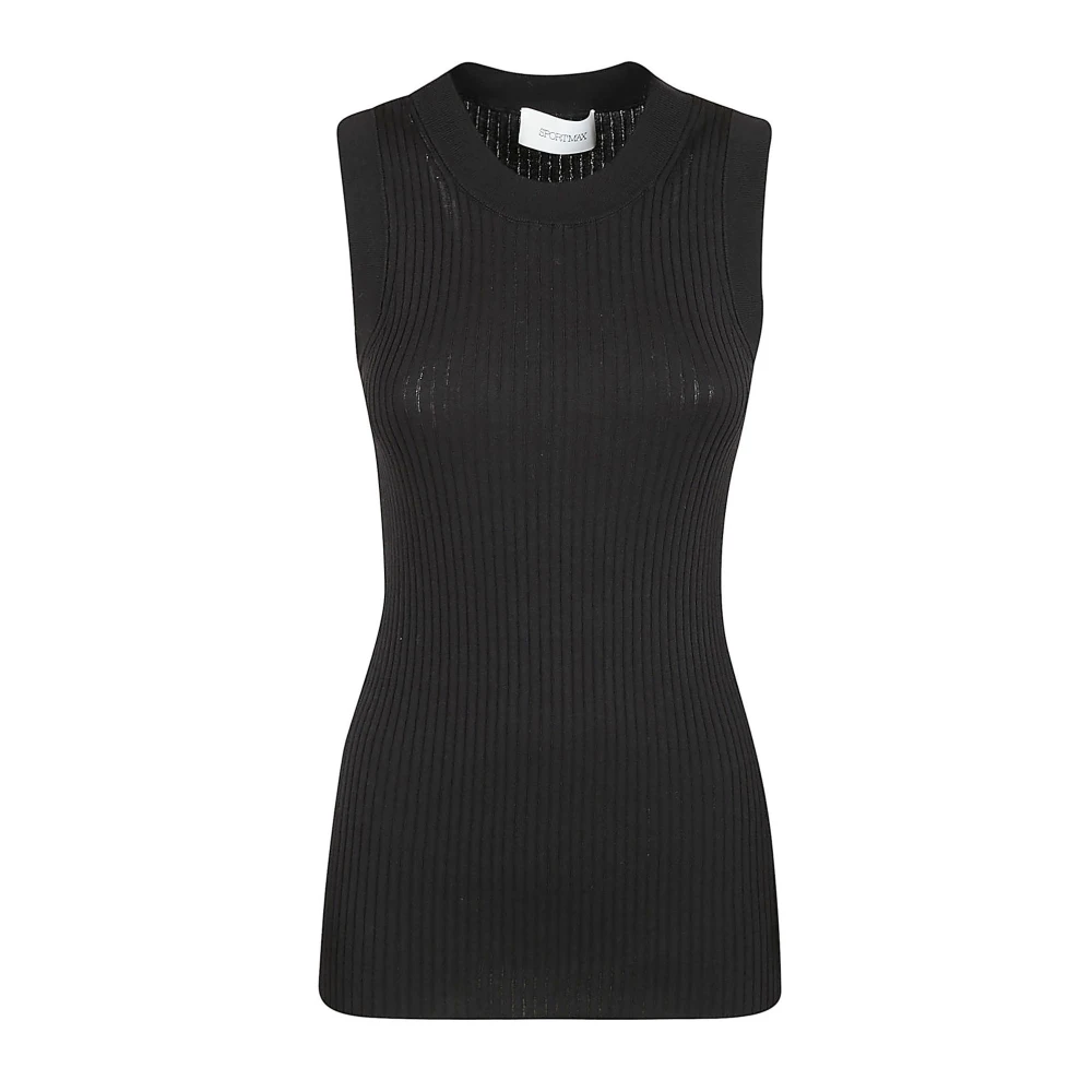 SPORTMAX Katoenen Gebreide Top Black Dames