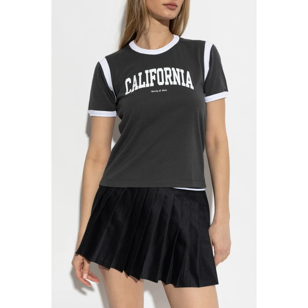 Sporty & Rich Logo T-shirt Gray Dames