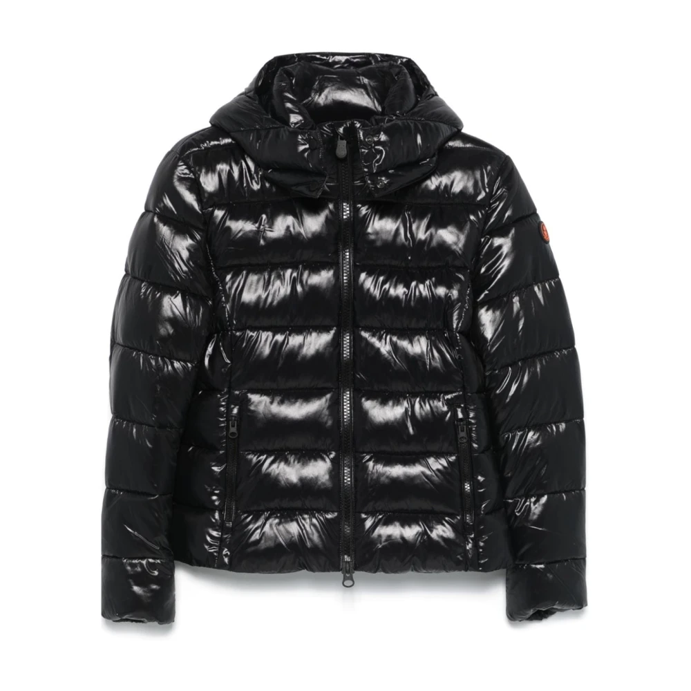 Save The Duck Zwarte winddichte afneembare capuchonjas Black Dames