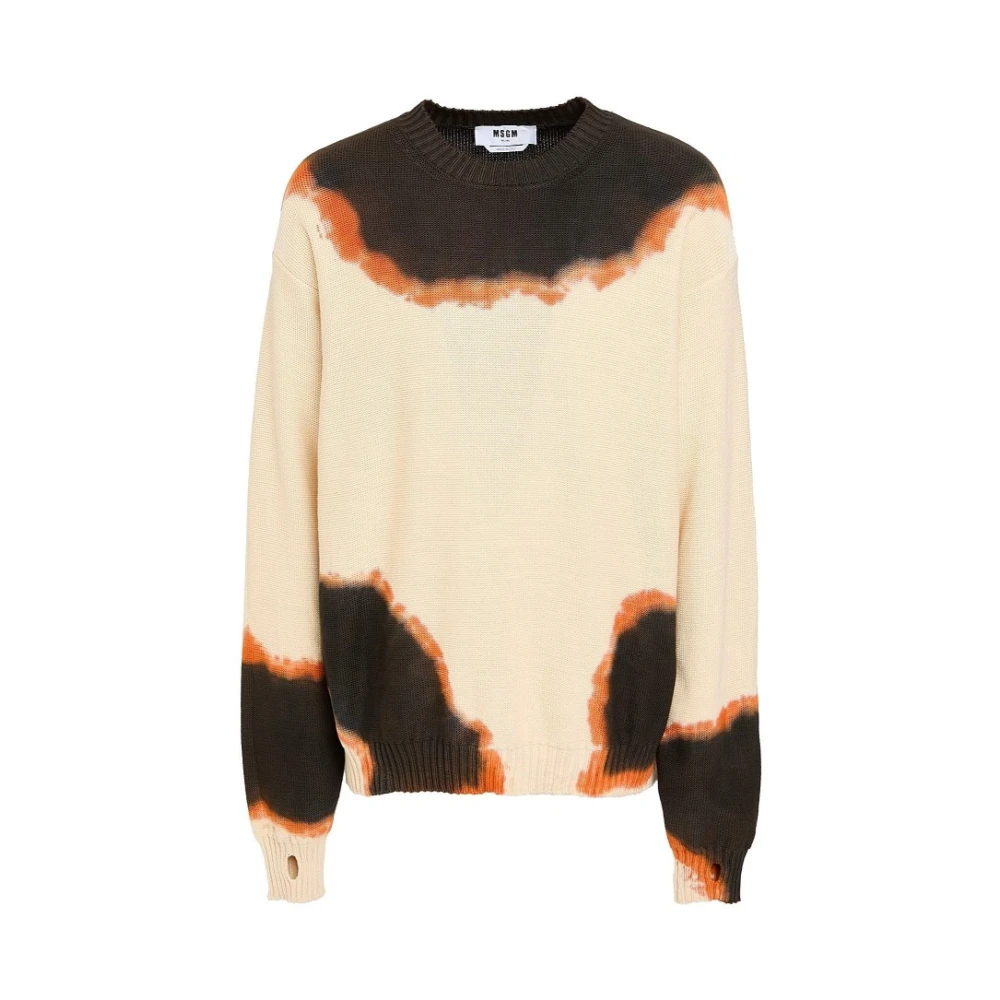Msgm Men's Multicolor Round-Neck Knitwear, L, Ed T-Shirt 100% Cotton
