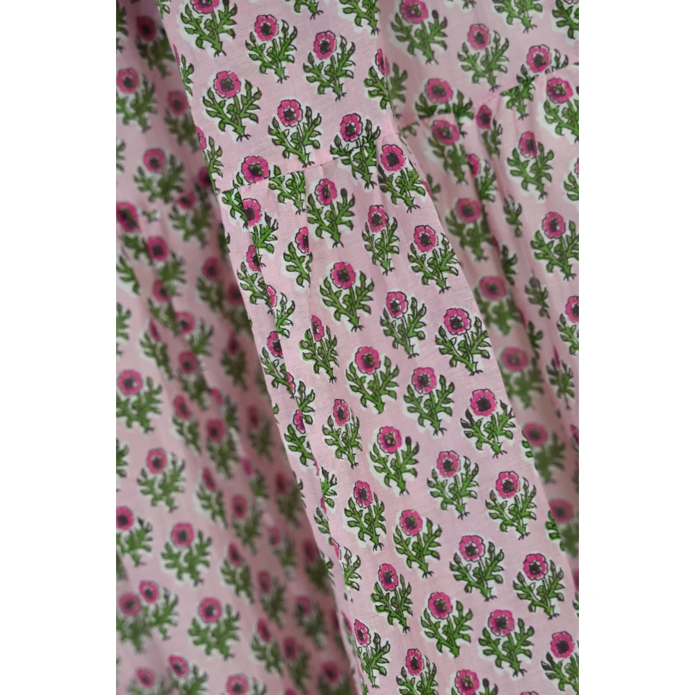 MC2 Saint Barth Bloemen zijden lange rok ruches ontwerp Pink Dames
