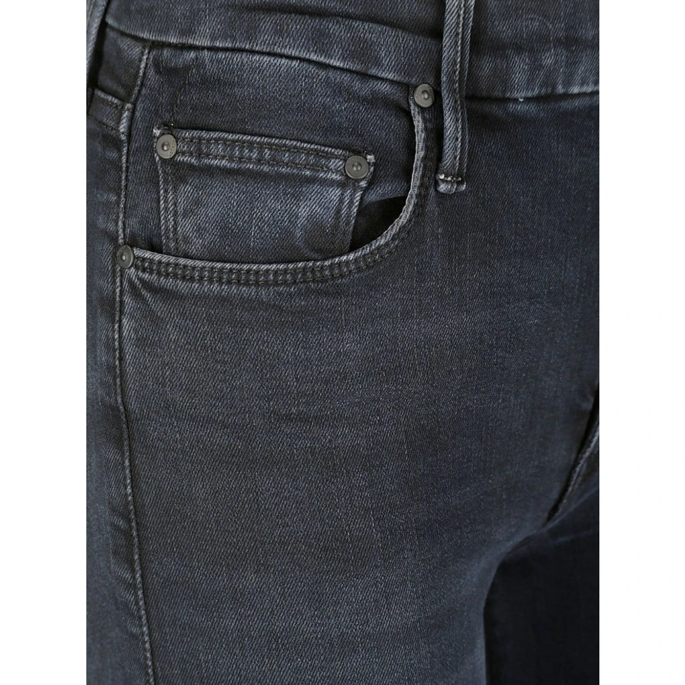 Mother Fray Wide Leg Denim Jeans Black Dames