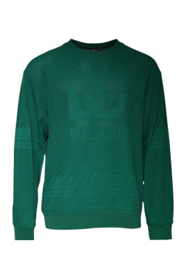Grön Nylon Logo Crew Neck Sweater