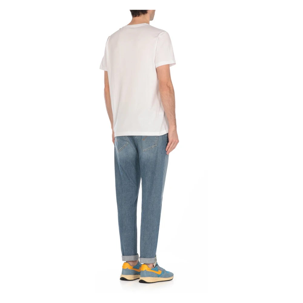 Dondup Wit Katoenen T-shirt met Logo White Heren