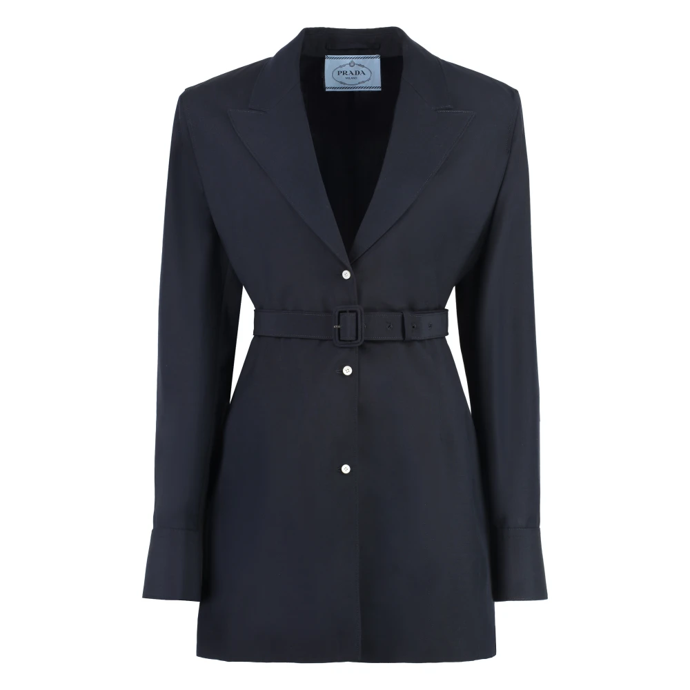 Prada Women's Blue Blazers, Xs, Elegant Wool Mohair Blazer