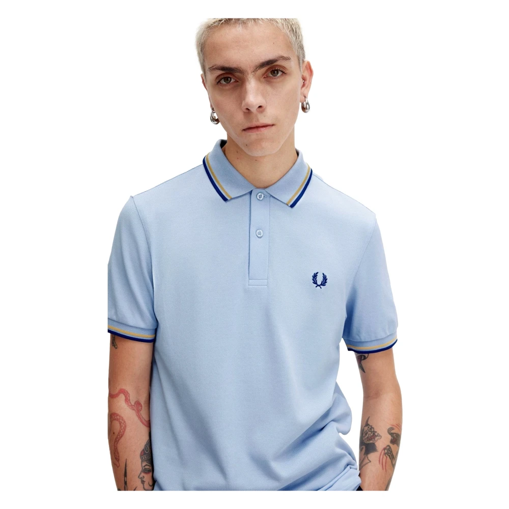 Fred Perry Celeste Twin Tipped Polo Shirt Blue Heren