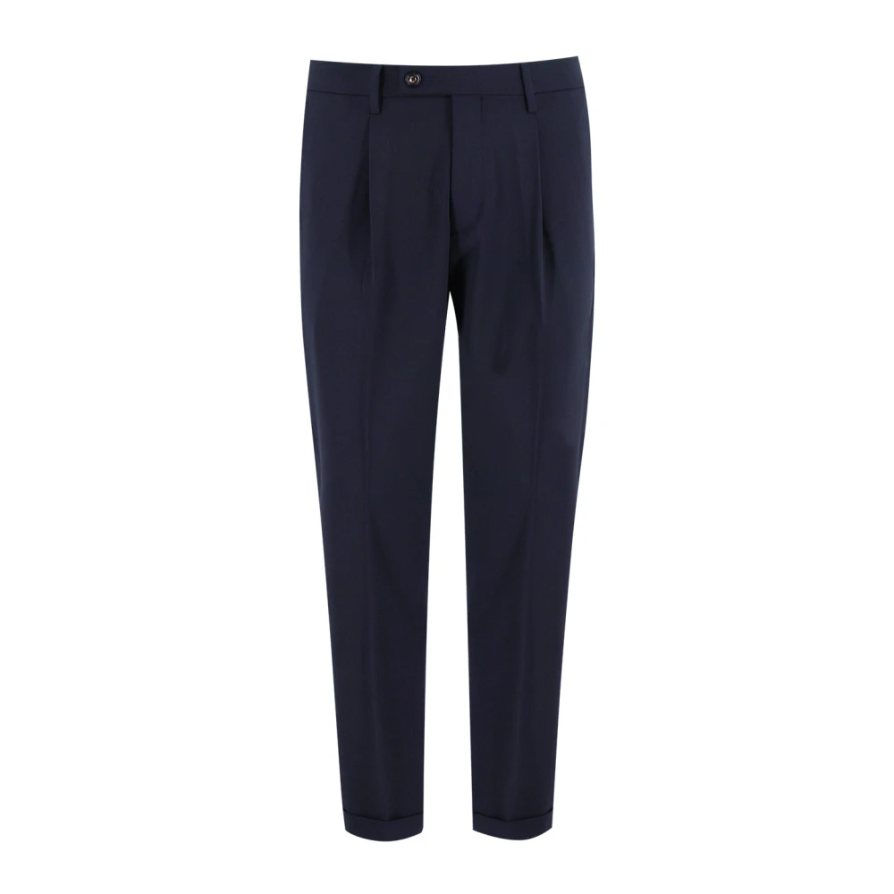 Michael Coal Elegant Wide Fit Button Trousers Blue Heren