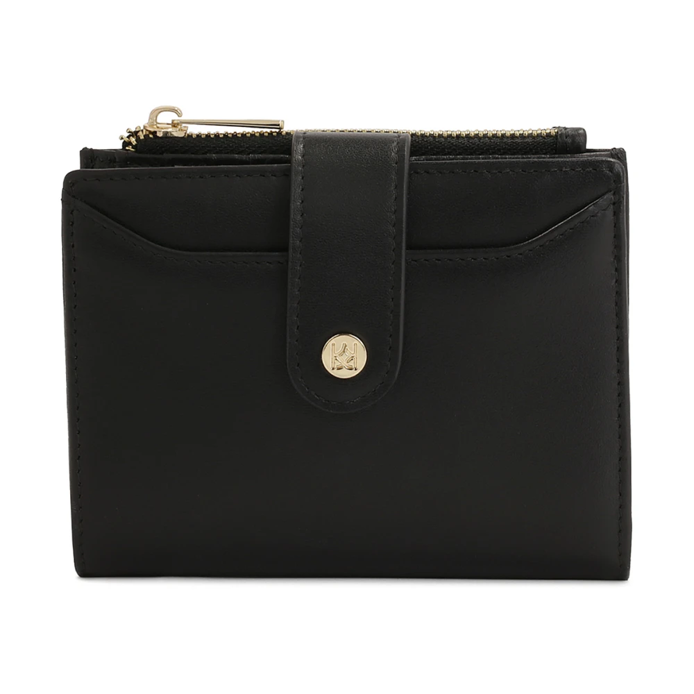 Kazar Zwarte platte leren portemonnee Black Dames