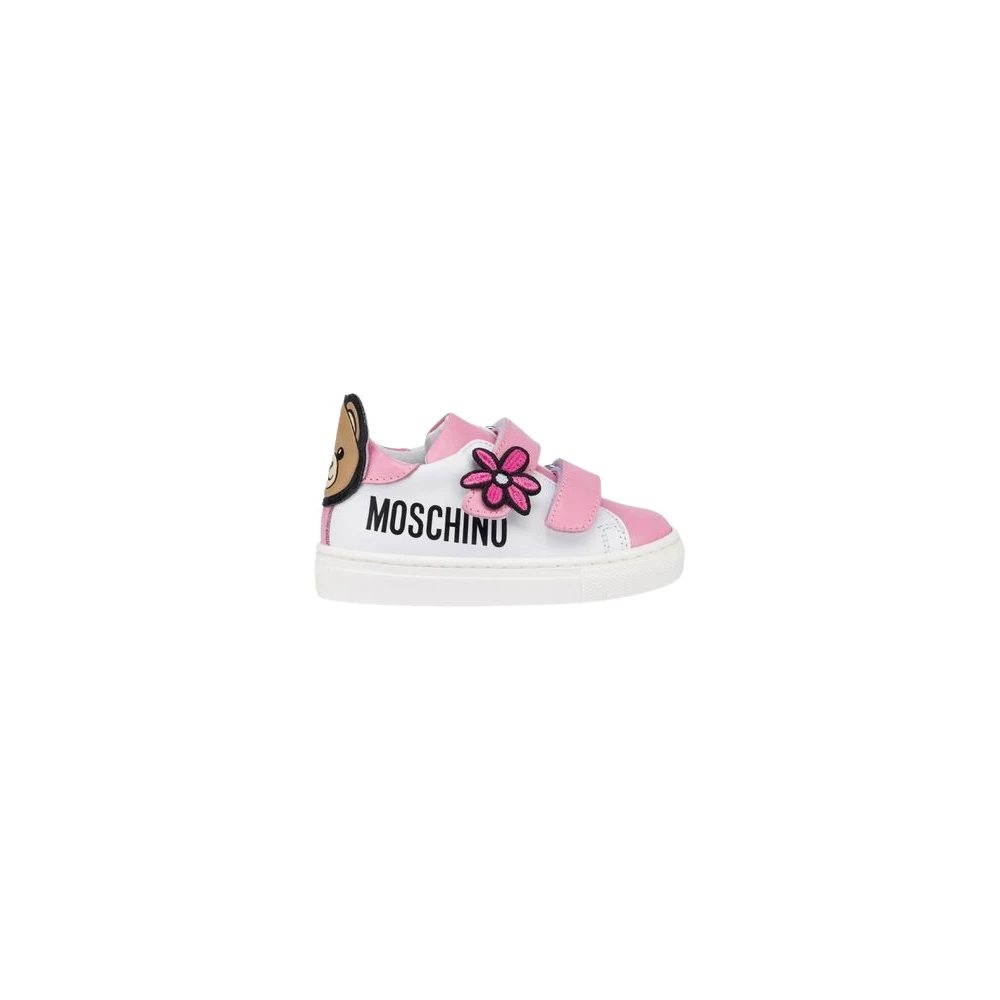 Moschino , Kids Sneakers, Female, Pink, 24 Eu, Teddy Patch Nappa Leather Trainers
