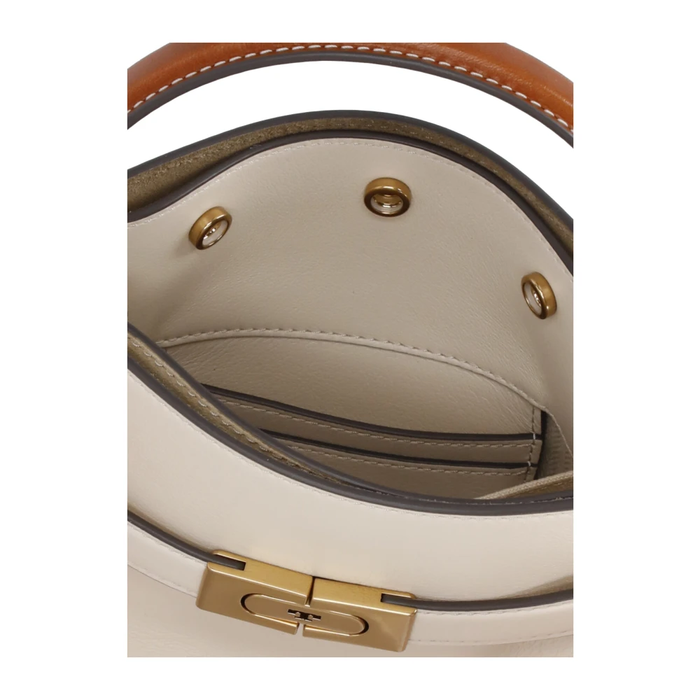 TORY BURCH Ivoor Leren Dames Tas met Handvat Beige Dames