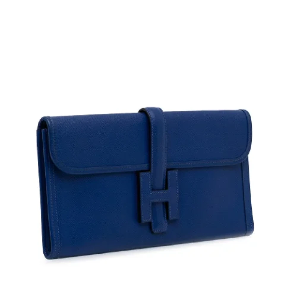 Hermès Vintage Pre-owned Leather clutches Blue Dames