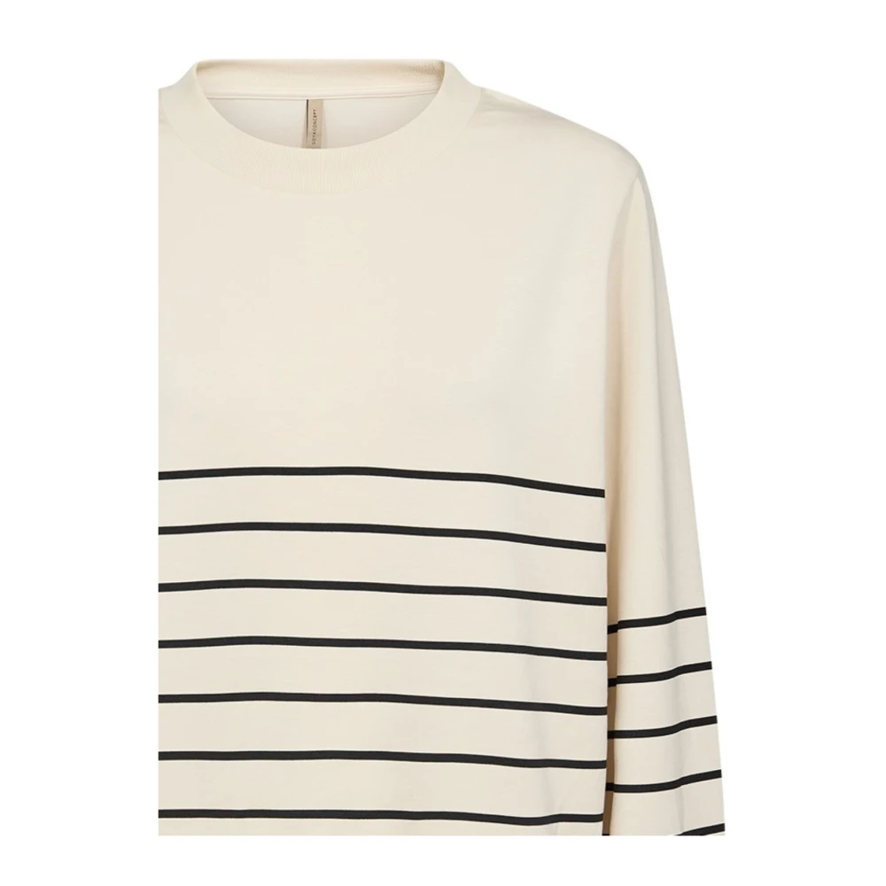 Soyaconcept Gestreepte trui met ronde halslijn Beige Dames