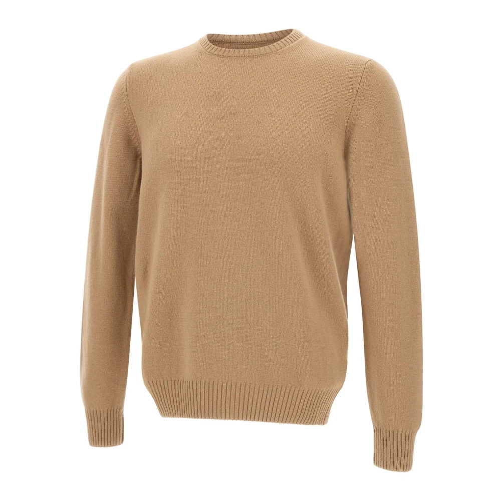 Gran Sasso Kameelwol Crew Neck Sweater Beige Heren