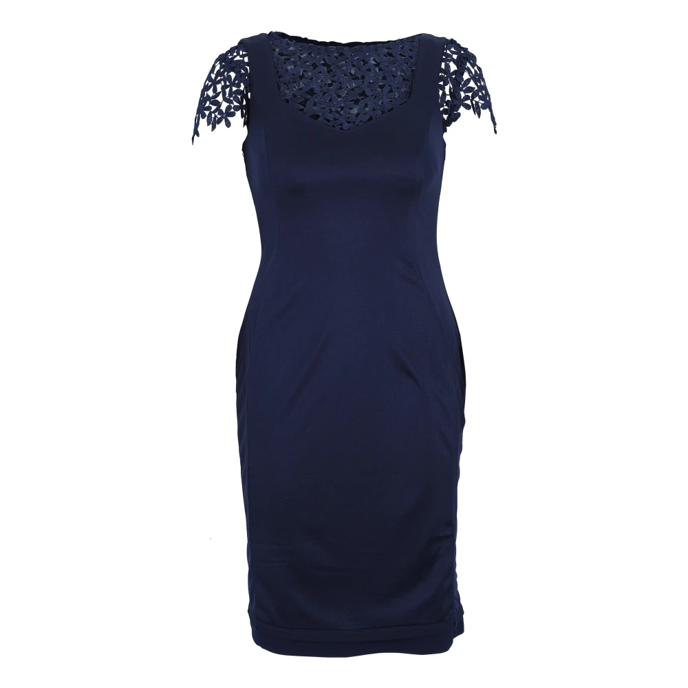 Vera Mont Kanten kokerjurk Blue Dames