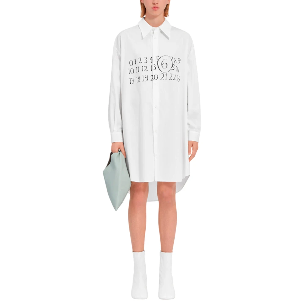 MM6 Maison Margiela Moderne witte katoenen overhemdjurk White Dames