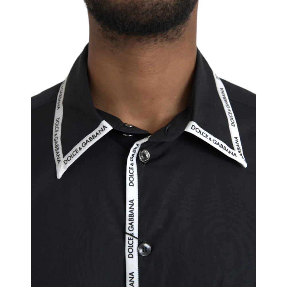 Dolce & Gabbana Zwart Katoenen Casual Overhemd met Kraag Black Heren