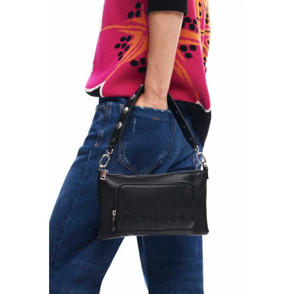 Desigual Stijlvolle Portemonnee met Ritssluiting Black Dames