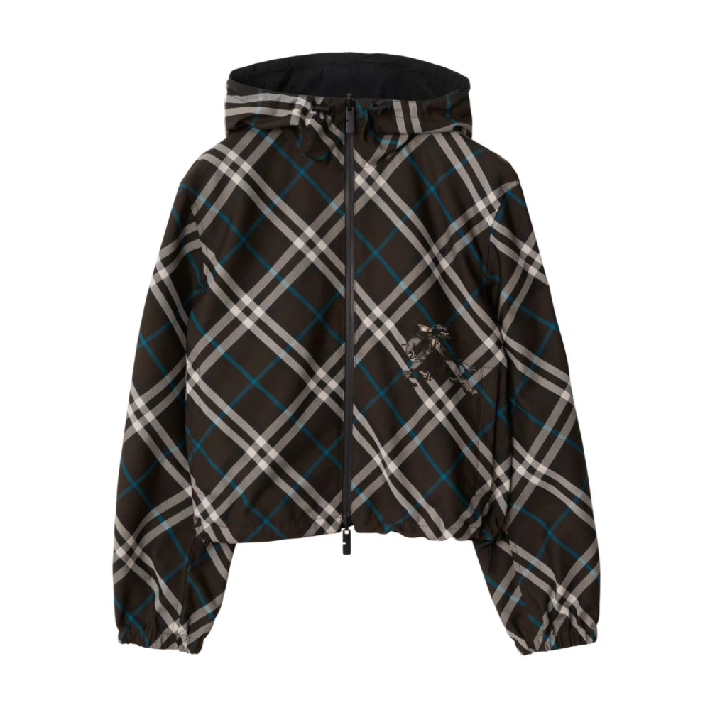 Burberry Groene Omkeerbare Geruite Print Jas Multicolor Dames