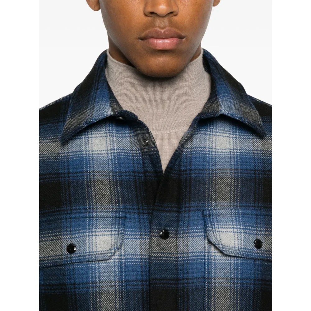 Woolrich Geruite Licht Jack Blauw Mannen Blue Heren