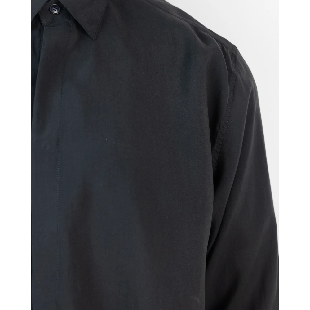 A Paper Kid Zwarte Button-Up Shirt Modal Polyester Black Heren