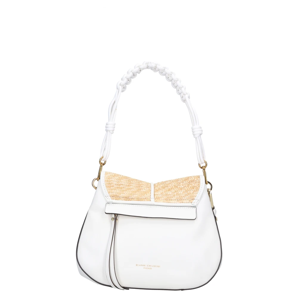 Gianni Chiarini Helena Ronde Leren en Raffia Schoudertas Beige Dames
