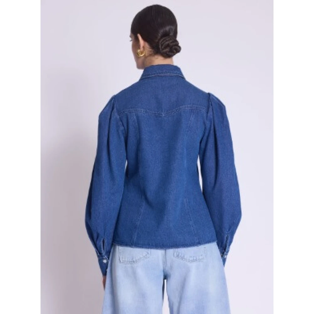 Berenice Denim Shirt met Nek Knoop Blue Dames