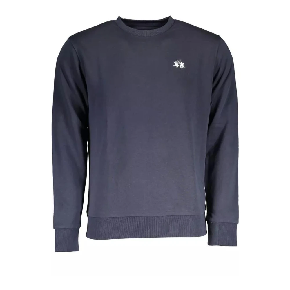 La Martina Men's Blue Sweatshirts,, Cotton Embroidered Crew Neck Jumper 2XL