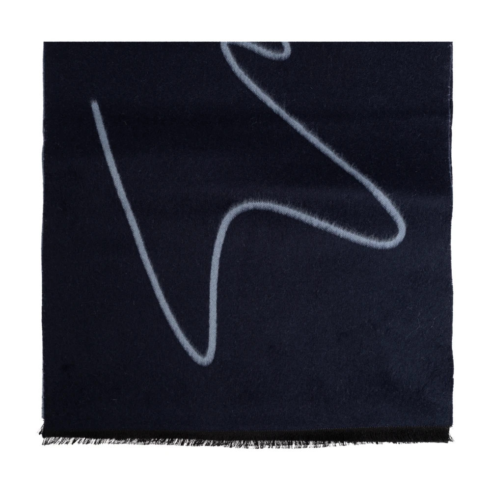 Giorgio Armani Wollen sjaal met logo Blue Heren